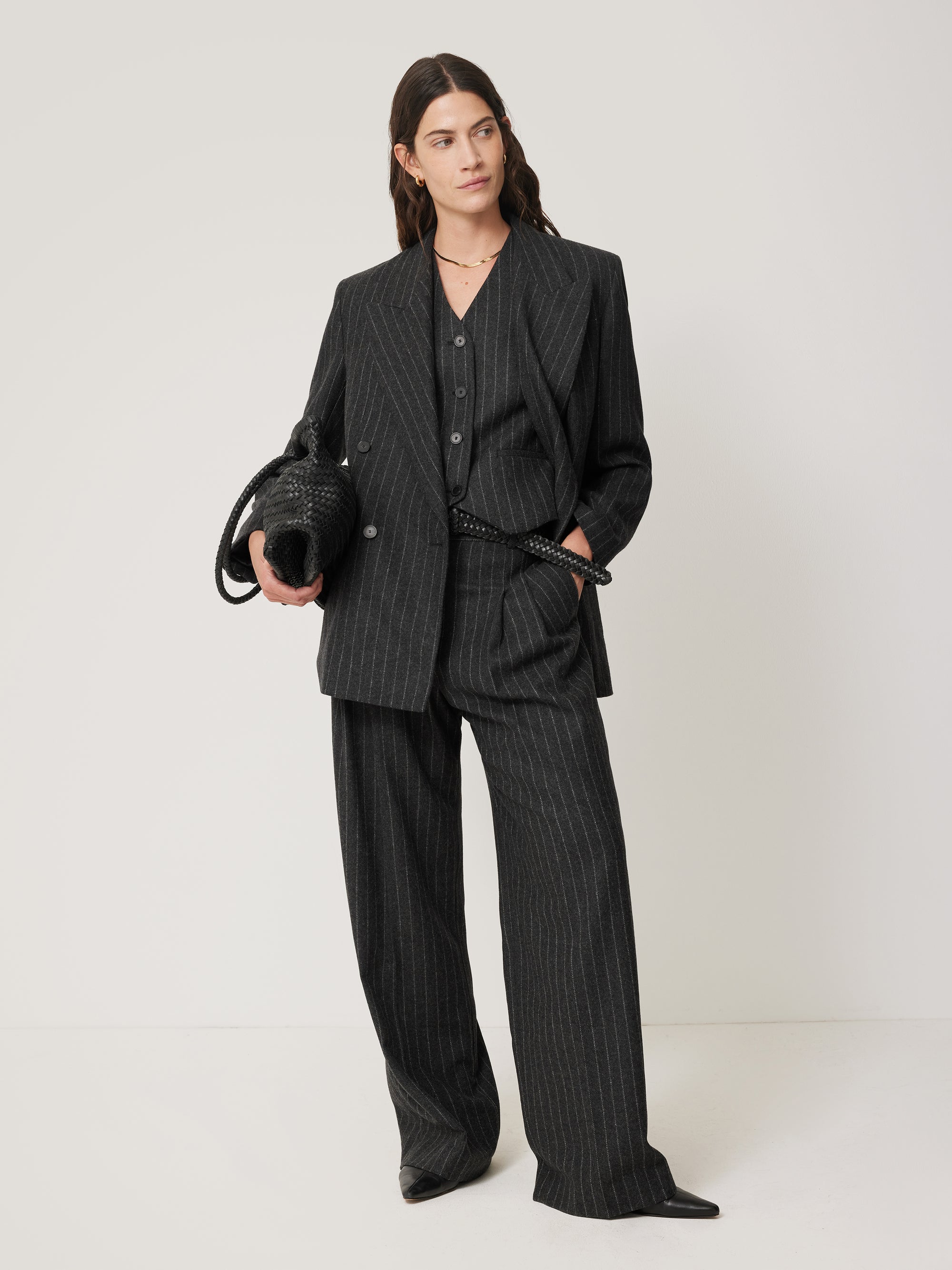Italian Wool Kemp Pinstripe Trouser | Grey – Jigsaw
