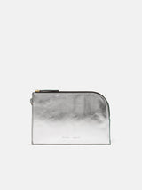 Sophia Metallic Leather Pouch | Silver