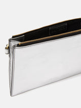 Sophia Metallic Leather Pouch | Silver