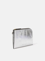 Sophia Metallic Leather Pouch | Silver