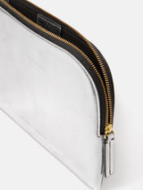 Sophia Metallic Leather Pouch | Silver