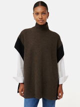 Merino Rib Tabard Poncho | Brown