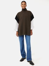 Merino Rib Tabard Poncho | Brown