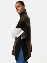 Merino Rib Tabard Poncho | Brown