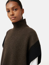 Merino Rib Tabard Poncho | Brown