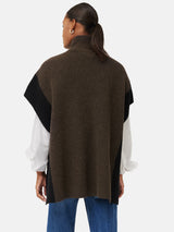 Merino Rib Tabard Poncho | Brown