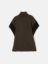 Merino Rib Tabard Poncho | Brown