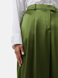 Satin Drape Trouser | Green