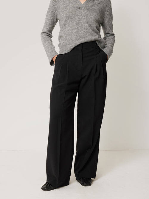 Kemp Wide Leg Japanese Wool Trouser | Black