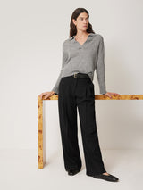 Kemp Wide Leg Japanese Wool Trouser | Black