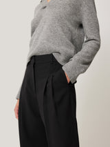 Kemp Wide Leg Japanese Wool Trouser | Black