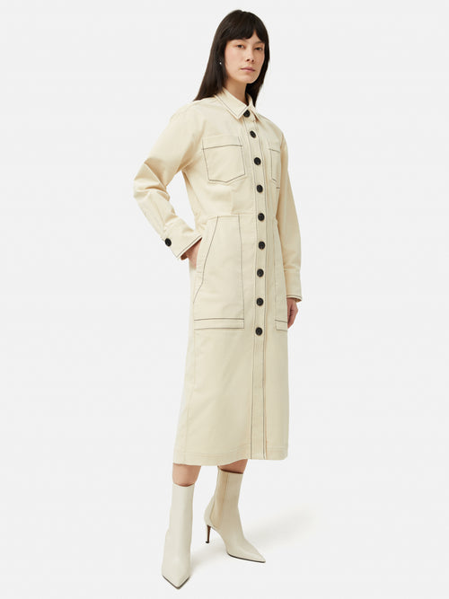 Cord Shirt Dress | Cream