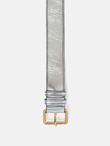 Metallic Leather Belt | Silver