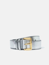 Metallic Leather Belt | Silver