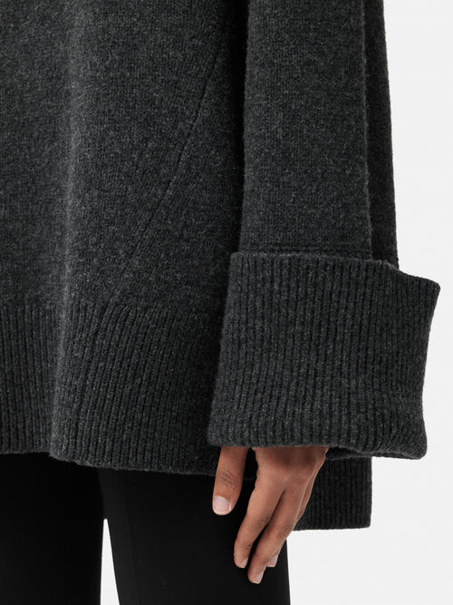 Merino Wool Oversized Jumper | Charcoal