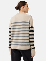 Merino Cashmere Stripe Jumper | Neutral