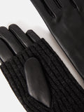 Knitted Leather Gloves | Black