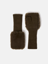 Faux Fur Mittens | Khaki
