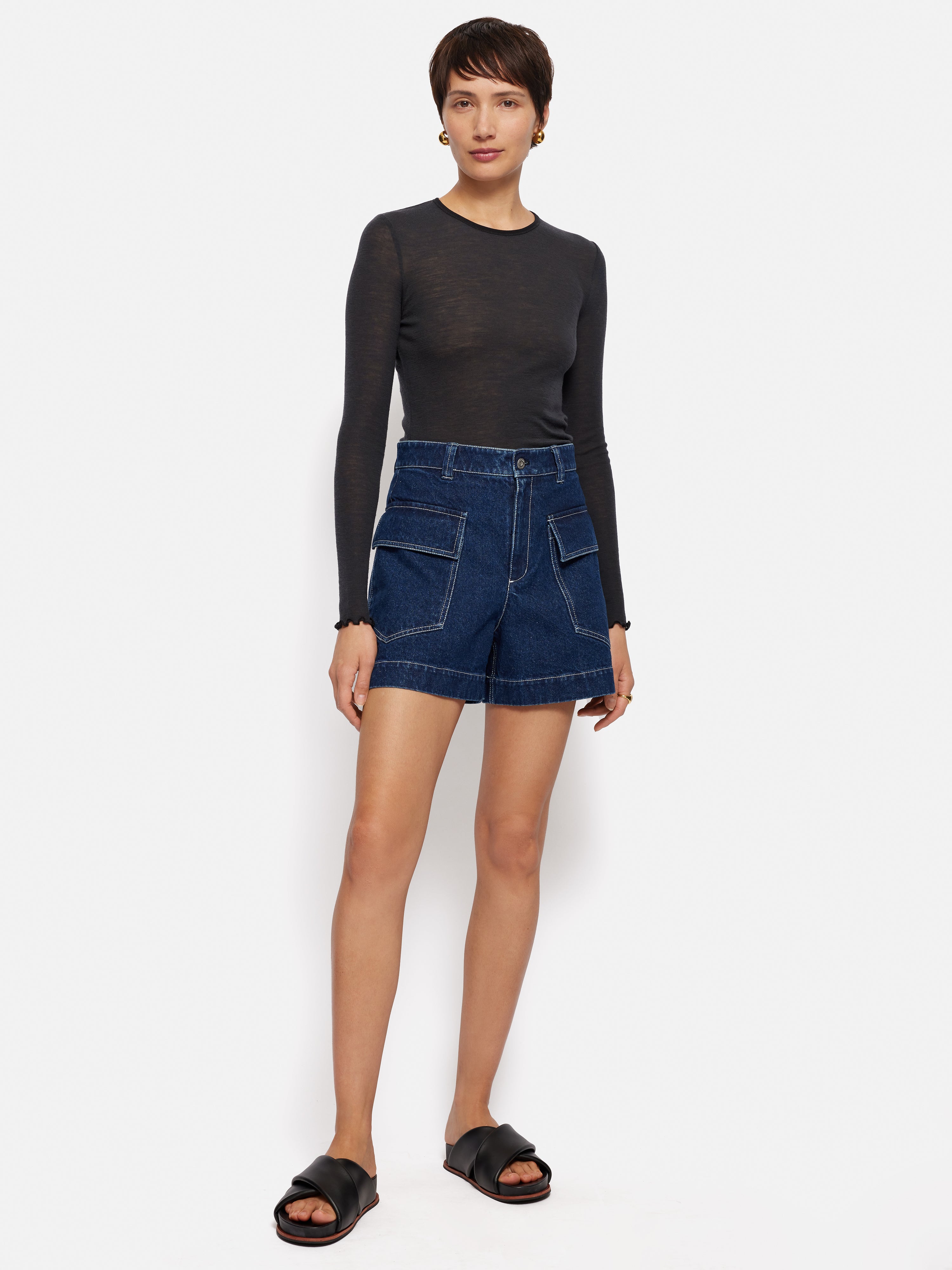 Contrast Stitch Denim Short (Lt) #20 main image 0