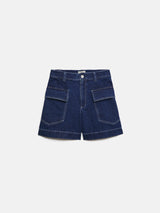 Denim Contrast Stitch Short | Indigo