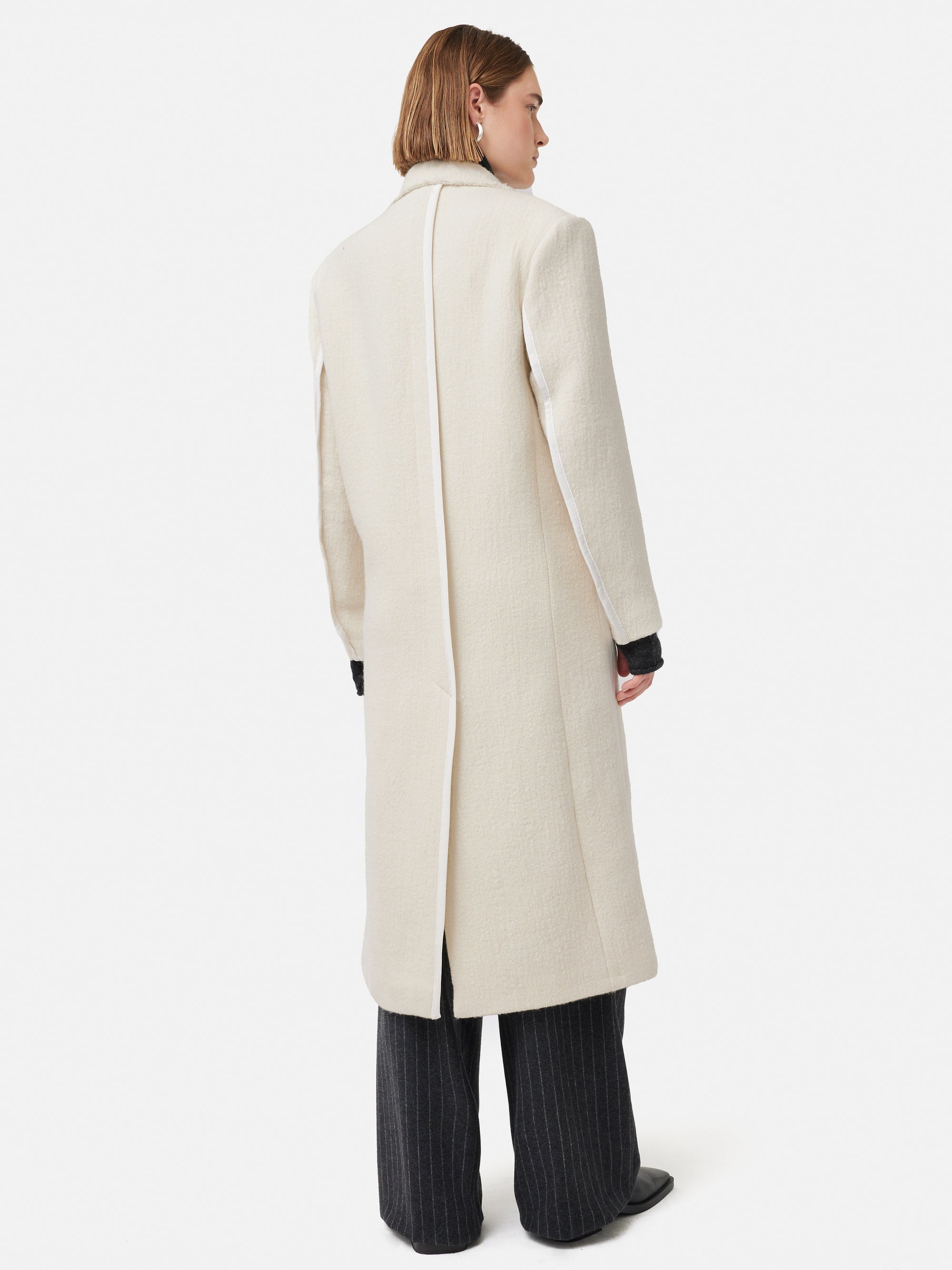Italian Wool Frayed Edge Coat | Cream – Jigsaw