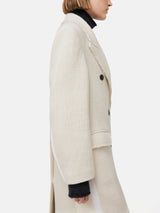 Italian Wool Frayed Edge Coat | Cream