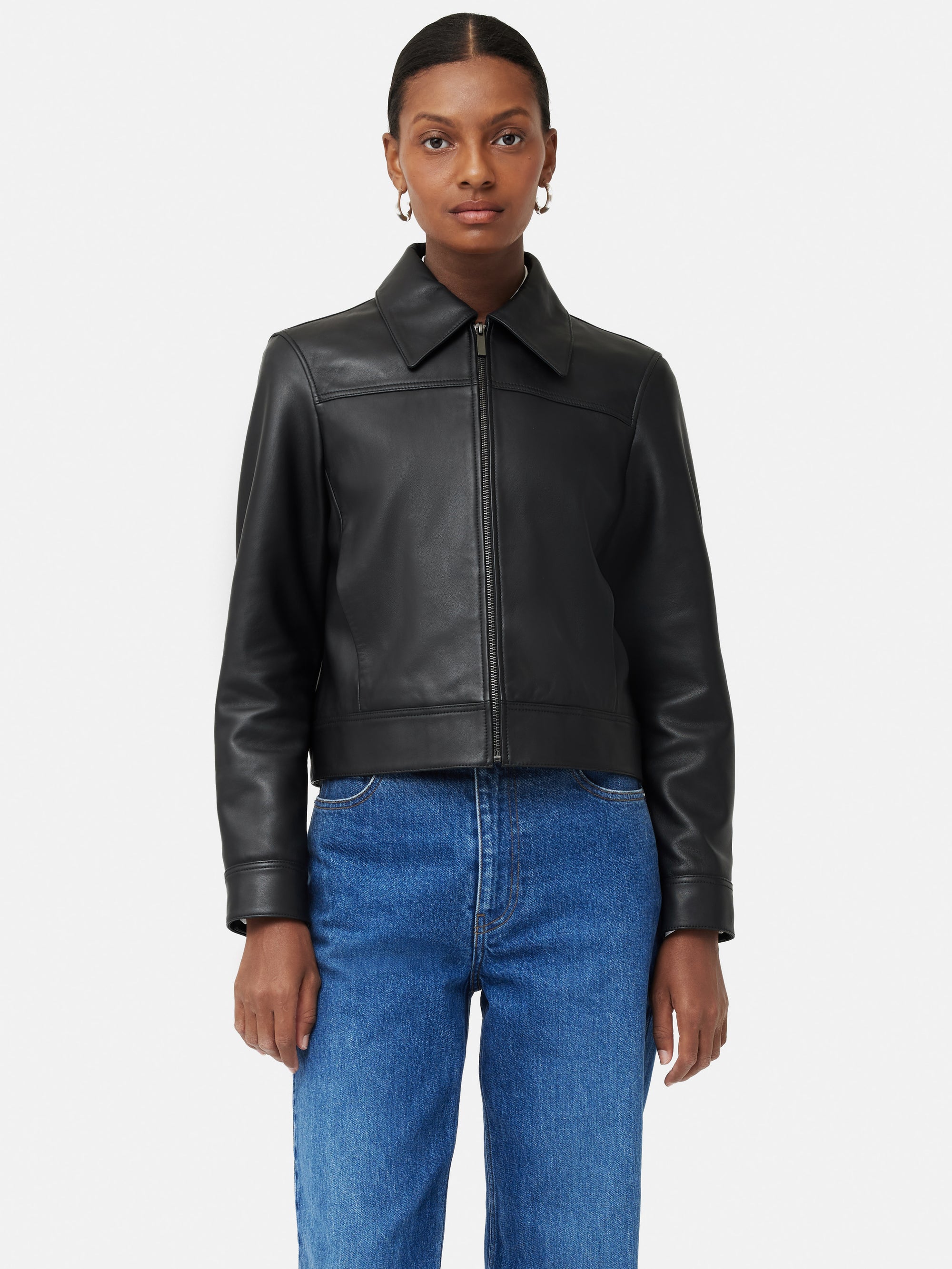 Casual Zip Up Leather Biker Jacket