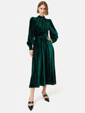 Velvet Plisse Dress | Green