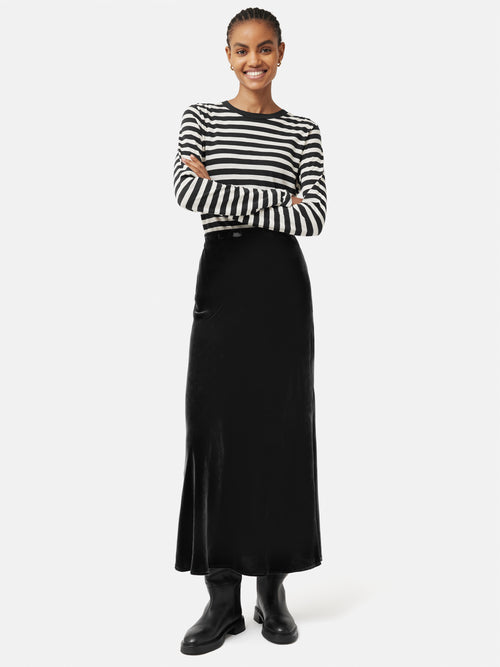 Velvet Maxi Skirt | Grey