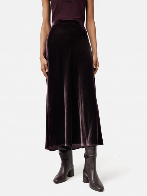 Velvet Maxi Skirt | Purple