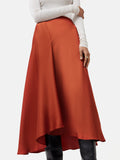 Satin Bias Asymmetric Skirt | Orange