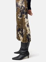 Glitched Ikat Crinkled Skirt | Green