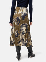 Glitched Ikat Crinkled Skirt | Green