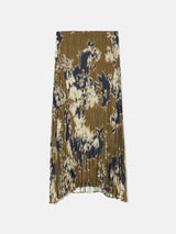 Glitched Ikat Crinkled Skirt | Green