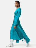Hammered Satin Sash Dress | Blue