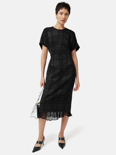 Textured Check Midi Dress