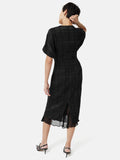 Textured Check Midi Dress | Black