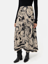 Kings & Queens Silk Skirt | Monochrome