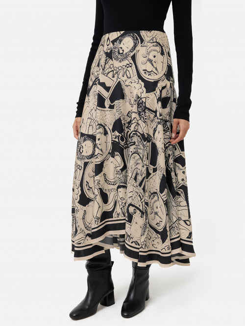 Kings & Queens Silk Skirt | Monochrome