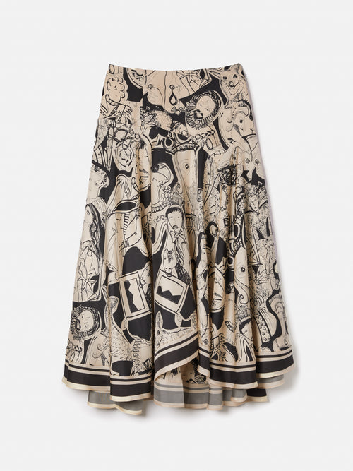 Kings & Queens Silk Skirt | Monochrome