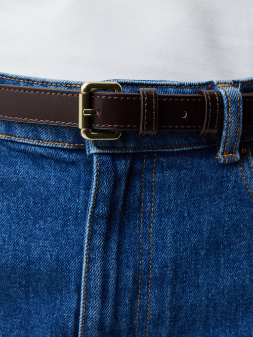 Skinny Leather Belt | Conker