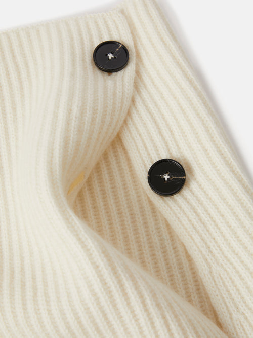 Wool Cashmere Blend Button Rib Snood | Cream