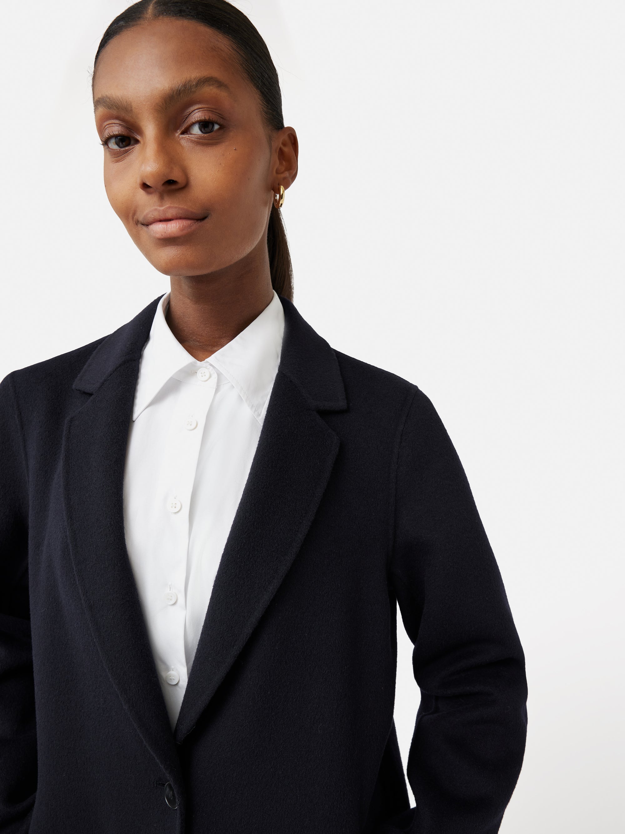 Double Face Wool Coat | Navy  Jigsaw