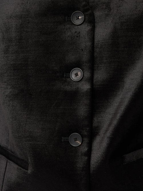 Velvet Tailored Waistcoat | Black