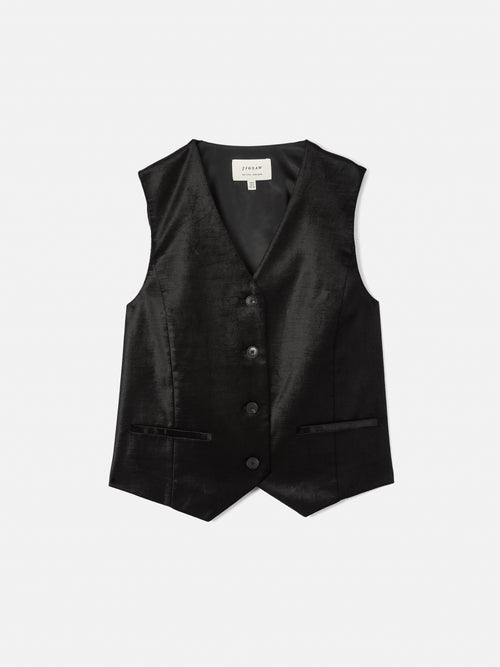 Velvet Tailored Waistcoat | Black