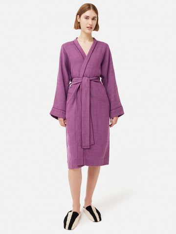 4 Ply Women's Cashmere Classic Robe with Full Length (Purple, Thick and  Warm)