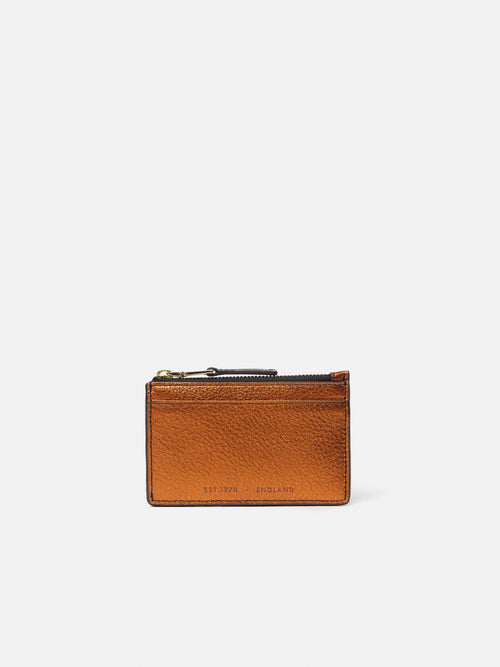 Leather Ziptop Card Holder | Copper