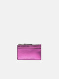 Leather Ziptop Card Holder | Pink