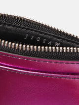 Leather Ziptop Card Holder | Pink