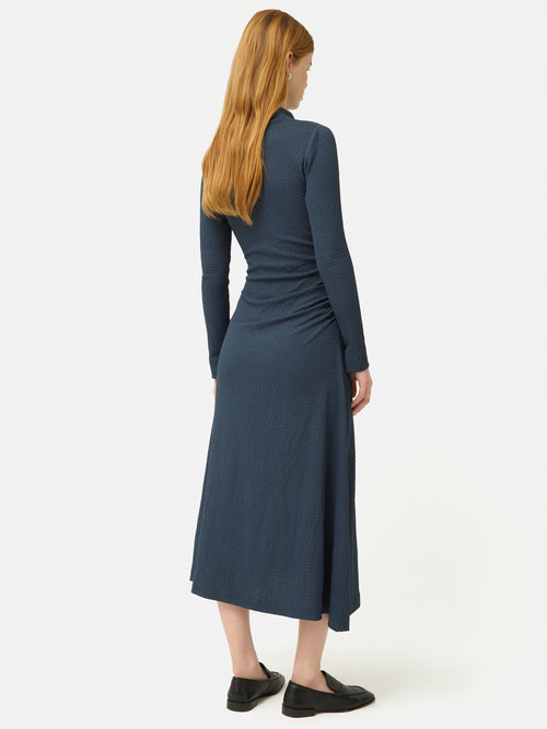 Crinkle Ruched Jersey Dress | Blue